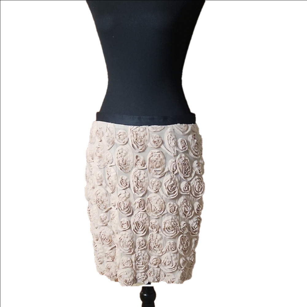 Katherine Barclay Cream Floral Skirt, Size 8